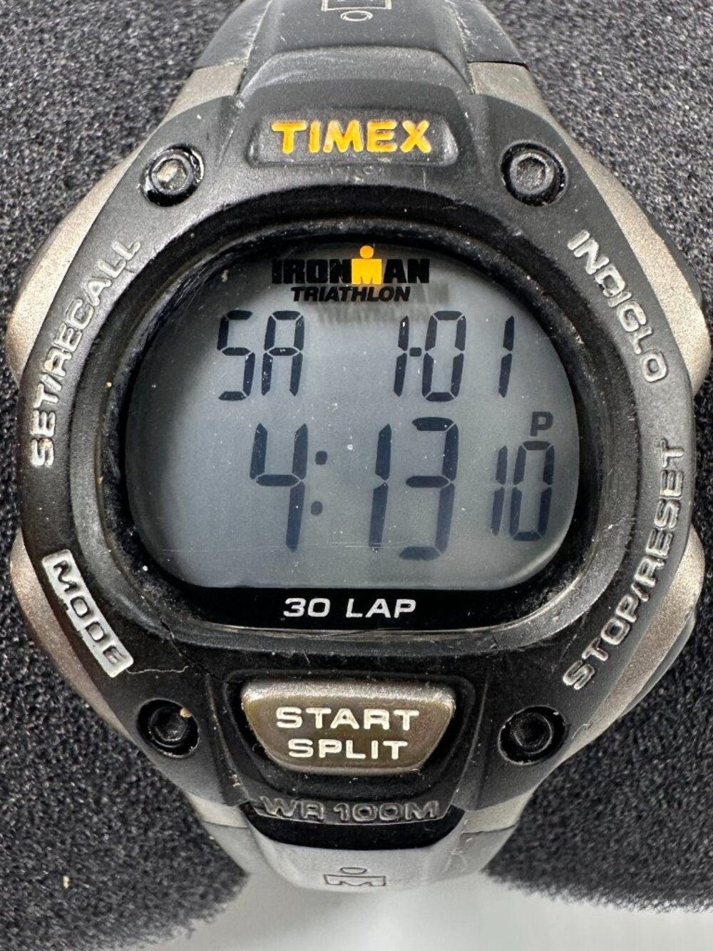 Timex Ironman Digital Watch Men Black Grey 37MM Indiglo Dial New Battery 9.5"